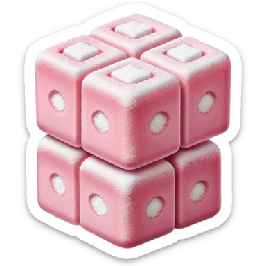 Cinematic Realistic Turkish Delight Dessert Emoji, featuring delicate, chewy confections dusted with powdered sugar rendered with vibrant textures and soft, inviting lighting. sticker