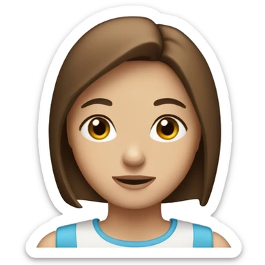 girl with brown bob and blue eyes sticker