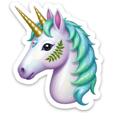 Glitter unicorn with a Weed leaf sticker