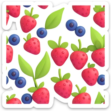 red and blue berries with green leaves sticker