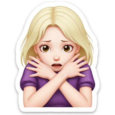 Girl strangling herself with her hands sticker