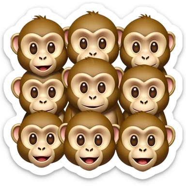 50 seperate funny monkeys sticker
