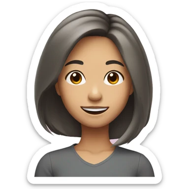 Asian American woman shoulder length hair smiling sticker