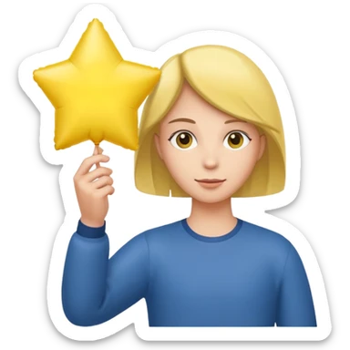 holding yellow star balloon sticker