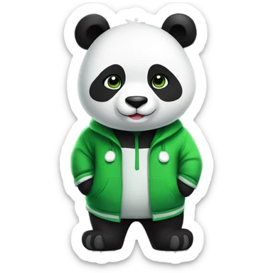 black and white panda in green clothes and on his clothes should be written theo the best sticker