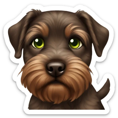 Brown brindle Puppy dark muzzle green eyes sticker