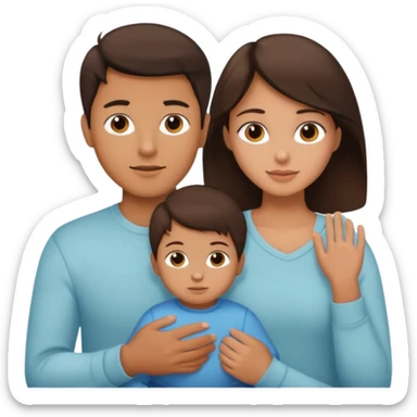 a brunette boy with his girlfriend and brunette 2 year old sticker