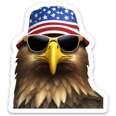 Golden Eagle with american flag  trucker hat and sunglasses sticker
