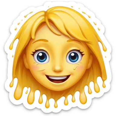 A joyful face emoji with wide eyes and a big smile, tears of laughter flowing. The face radiates positive energy, surrounded by vibrant splashes in dynamic brush strokes. sticker