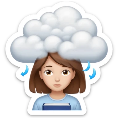 determined shy girl who is dreaming of 100%on her exam in a dream cloud   brown hair sticker