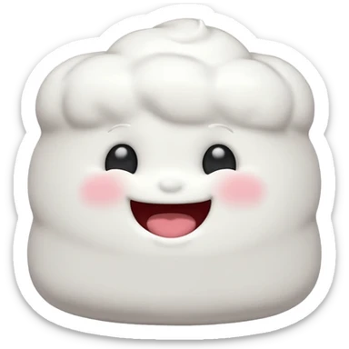 marshmallow with eyes closed, laughing hard sticker