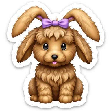 Black golden doodle Easter bunny sticker