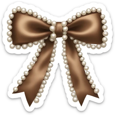 brown silk bow with pearls sticker