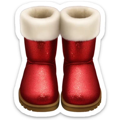 Realistic red Sparkle glitter and fur Ugg boots. sticker