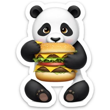 Panda comiendo hamburguesa sticker