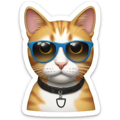 A cat wearing a sunglasses but broken sticker
