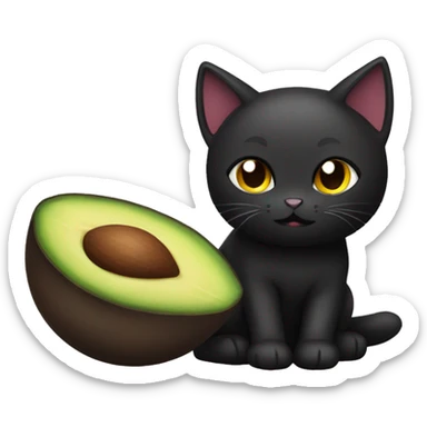 cute black cat with Little avocado plush sticker
