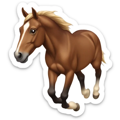 A brown horse running left looking forward  sticker