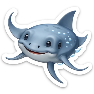 Smiling stingray playing in the ice sticker
