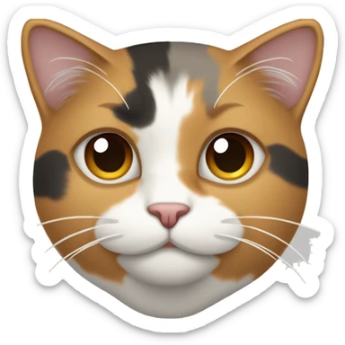 CALICO CAT WITH LIGHT GRAY LIGHT BROWN WHITE AND TAN FUR PATTERN  sticker