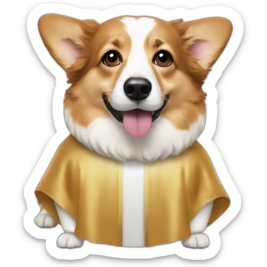 Corgi in a jesus wig and Jesus costume sticker