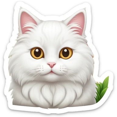 White rural cat with farm background sticker
