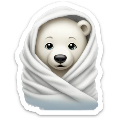 Baby polar bear wrapped in a blanket sticker