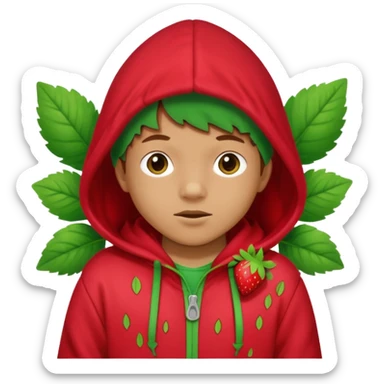 Kids in Fruit Clothes 
A kid wearing a strawberry hoodie with green leaf hood.


































 sticker