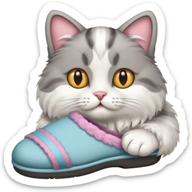 Cat with slipper in hand sticker
