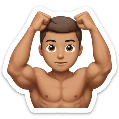 Brown Shirtless guy with short hair flexing sticker