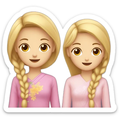 deux filles une fille blonde et fille asiatique sticker
