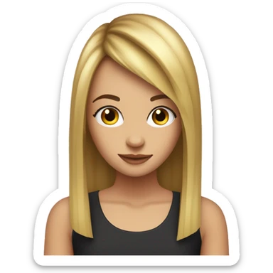 girl with straight hair curtain bang hair cut fair in colour using hp laptop sticker