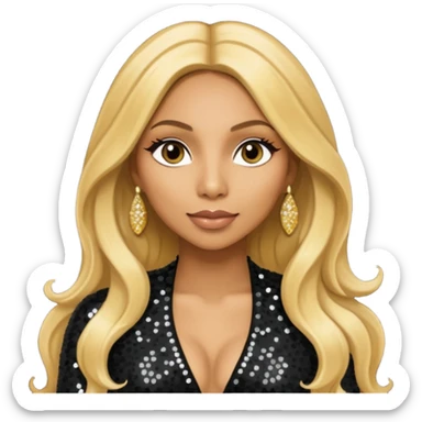 Tamar Braxton with long golden blonde hair, black sequin outfit sticker