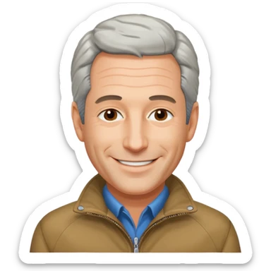 Jeffery Epstein with jacket sticker