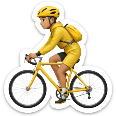 Cyclist in raincoat sticker