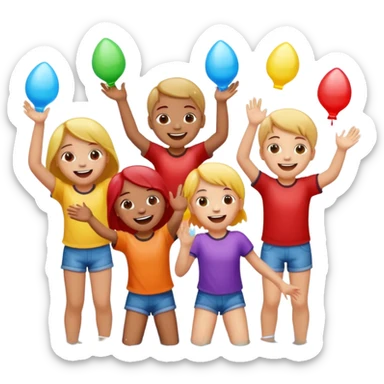 children playing with water balloons sticker