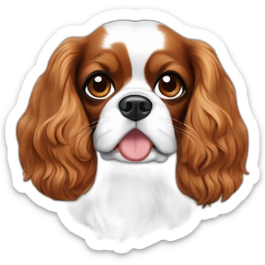 Cavalier King Charles noir et blanc avec os dans la bouche sticker