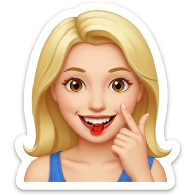 Carita sonriente sexy mordiéndose un dedo sticker