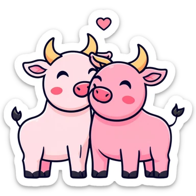 Pink bull kisses sticker