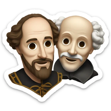 Shakespeare holds two masks in his hands - comedy and tragedy sticker