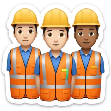 group of multiracial railway engineer  standing sticker