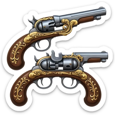 2 flintlock pistols crossed to make an x sticker