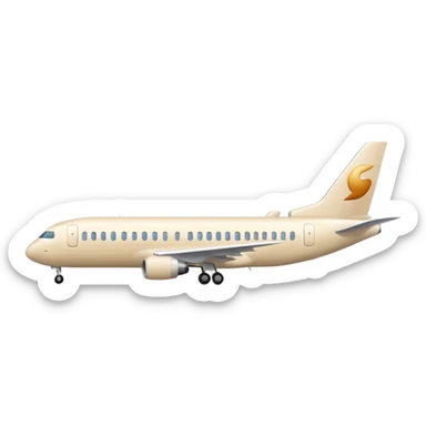 long passenger airplane, light beige (milky) color, Apple emoji style, no text sticker