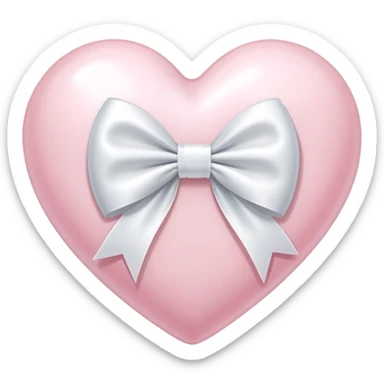 Light pink heart with white ribbon bow sticker