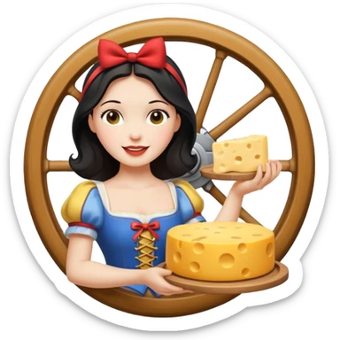happy Snow White holding cheese sticker