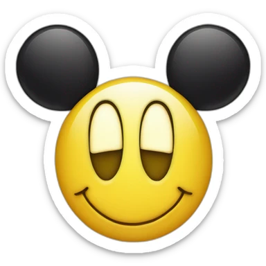 Yellow Smiley face with Mickey ears sticker