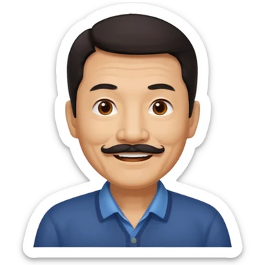 Older Chinese man with dark hair and full mustache sticker