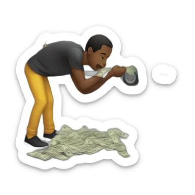Negro knocking over money at a bus stop sticker