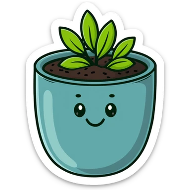 cartoon style chia seed with a smiling face sticker