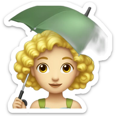 a dreamy girl а with an open umbrella sticker